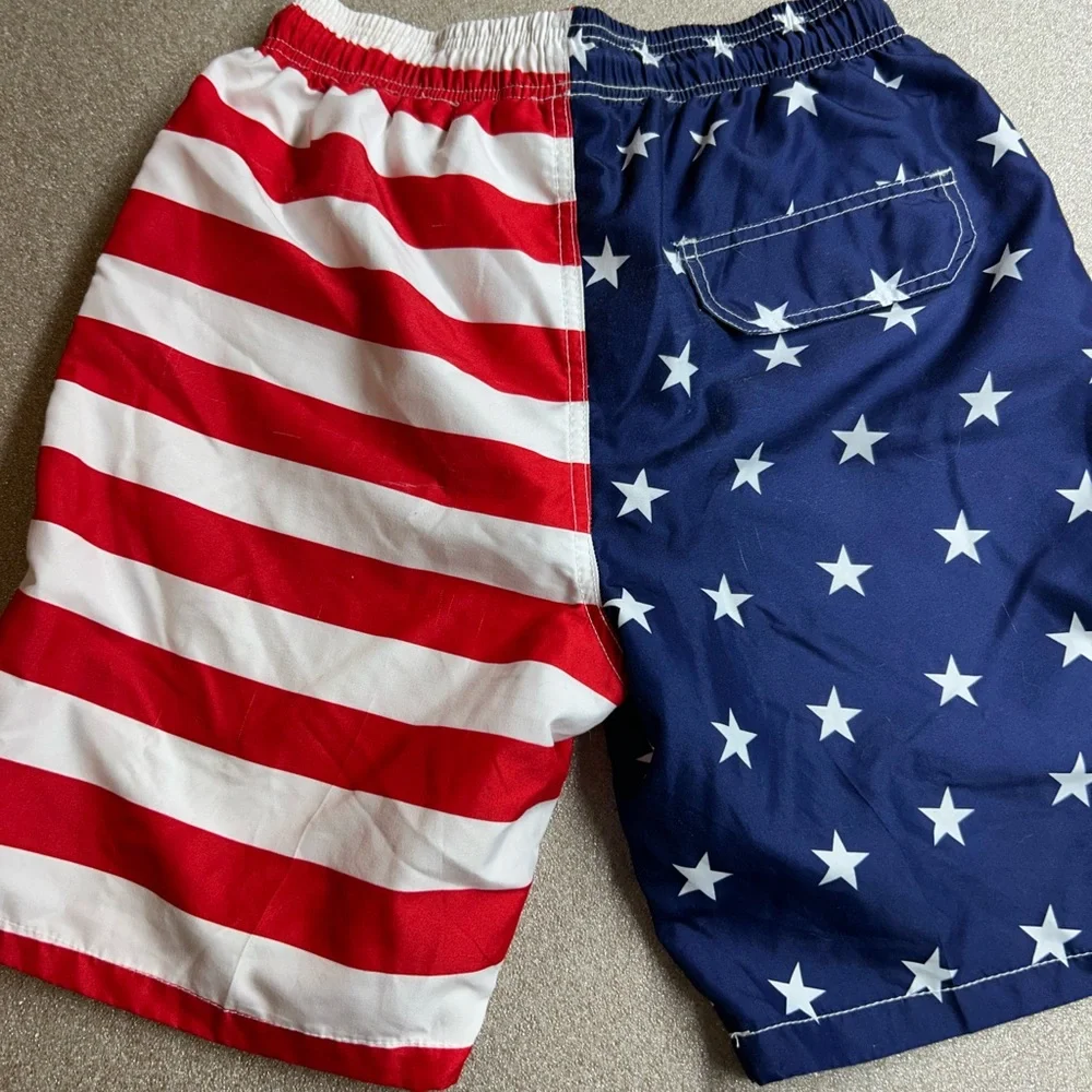 Patriotic‎ Star and Stripe Swim Trunks, Men’s Size M